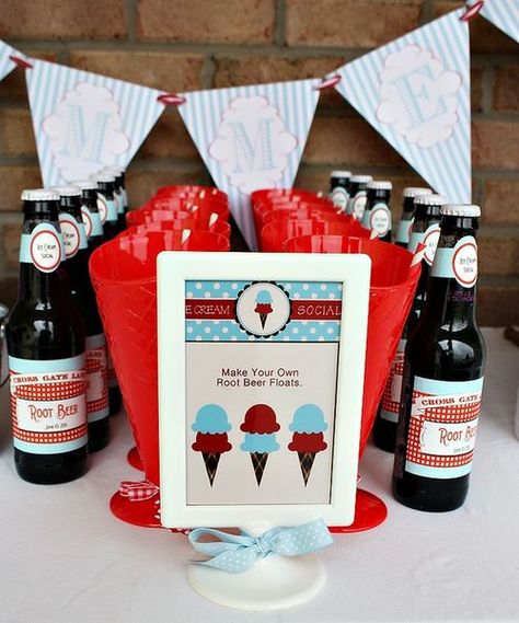 Root Beer Float Station, Red White Blue Ice Cream, Diy Sundae, Root Beer Float Bar, Legal Wedding, Wedding Bars, Ice Cream Station, Root Beer Floats, Ice Cream Sundae Bar