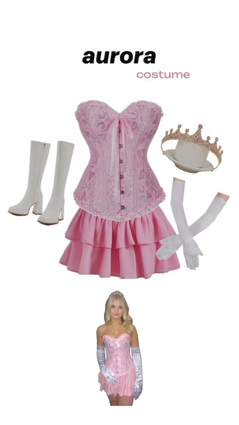 aurora princess pink costume Halloween princesa disfraz Casual Aurora Costume, Princess Aurora Costume Women, Halloween Costumes 2024 Blonde, Aurora Halloween Costumes Women, Pink Princess Halloween Costume, Aurora Costume Ideas, Aroura Halloween Costumes, Aurora Costume Women, Pink Corset Halloween Costume