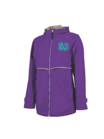 Love the purple! Charles River Women's New Englander Violet Rain Jacket Monogrammed Rain Jacket, Charles River Rain Jacket, Rain Slicker, Purple Lady, Charles River, Rain Jacket Women, Embroidered Monogram, Raincoats For Women, Rain Coat