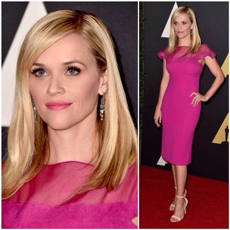 Feminine in fuschia @reesewitherspoon last night.. #hair @hairbyadir #styling @lesliefremar #makeup by me Ciara Wilson, Night Hair, Fuschia Dress, Reese Witherspoon, Dress Makeup, Ralph Lauren Dress, Miranda Kerr, Last Night, Pretty In Pink