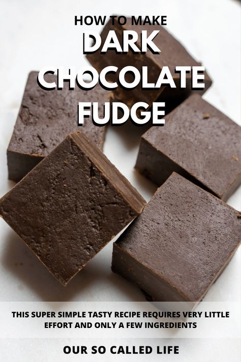 Reeces Peanut Butter Cookies, Cocoa Powder Fudge Recipe, Best Easy Fudge Recipe, Dark Chocolate Fudge Recipe, Chocolate Fudge Recipe, Dark Chocolate Recipes, Homemade Fudge Recipes, Easy Candy Recipes, Simple Baking