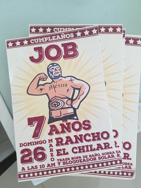 Invitaciones Job Lucha Libre Mexico/ fiesta lucha libre Luchador Party Ideas, Lucha Libre Birthday Party, Luchador Party, Lucha Libre Party, Nacho Libre, 41st Birthday, Spiderman Party, 10th Birthday Parties, Mexican Designs