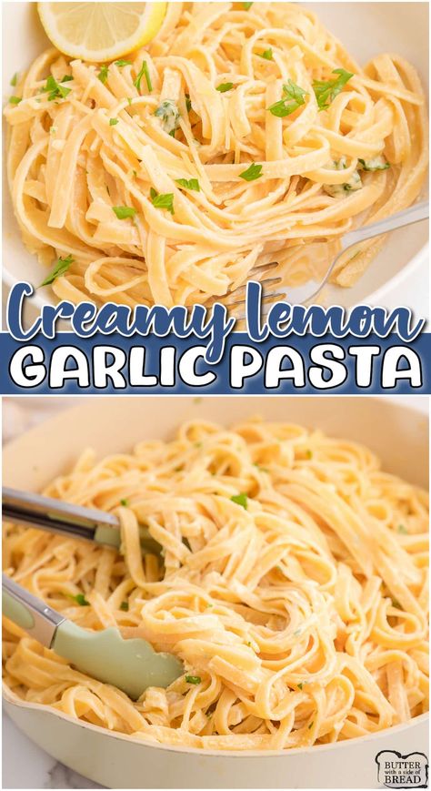 Creamy Lemon Garlic Pasta, Garlic Fettuccine, Osso Bucco Recipe, Lemon Garlic Pasta, Casserole Side Dishes, Osso Bucco, Creamy Pasta Recipes, Pasta Side Dishes, Herb Bread