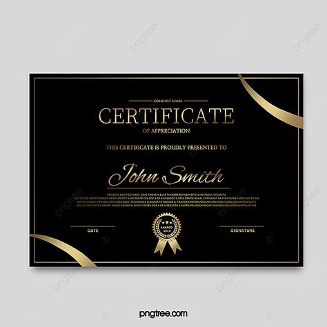 Minimalistic Black Golden Certificate Template Gold Certificate Template, Postcard Layout, Certificate Holder, Certificate Design Template, Fashion Design Books, Nail Courses, Gold Certificate, Certificate Of Appreciation, Business Awards