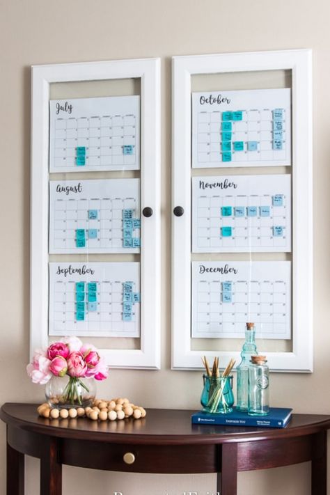 Home Office Calendar Wall, Office Checklist, Door Picture Frame, Feminine Home Office, Dry Erase Wall Calendar, Office Ideas For Women, Feminine Home, Home Office Ideas For Women, Organization Office