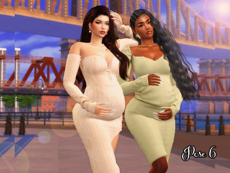 Diva Pose, Sims Pregnant, Pregnant Best Friends, Ballerina Poses, Ts4 Poses, Sims 4 Tattoos, Sims 4 Family, Free Sims 4, The Sims 4 Packs