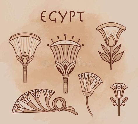 Egyptian Flower Tattoo, Egyptian Logo, Egypt Tattoos, Egyptian Flowers, Lotus Flower Vector, Egypt Tattoo, Flower Vector, Egyptian Symbols, Grunge Background