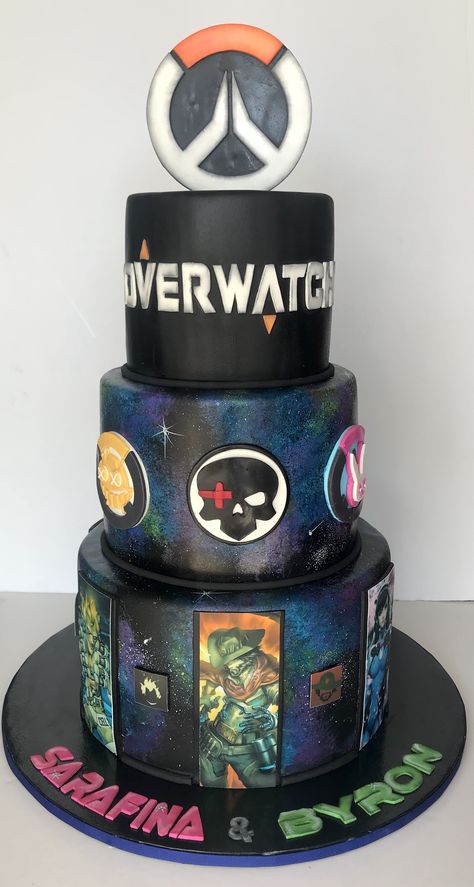 Overwatch cake💀✨ IG: cakesbycakebaby Overwatch Birthday Cake, Overwatch Wedding, Overwatch Cake, Overwatch Birthday, Birthday Cake Image, Birthday Cake Images, Anime Cake, 21st Cake, Cake Image