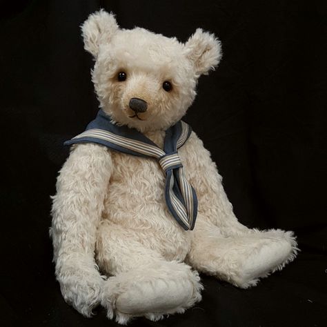 Vintage style, mohair teddy bear created by teddy bear artist Victoria Allum Sailor Teddy Bear, Victorian Teddy Bear, Victoria Character, Victorian Boy, Old Teddy Bears, Antique Teddy Bears, White Teddy Bear, Mohair Teddy Bear, Vintage Sailor