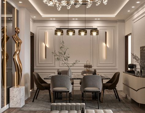 MODERN LIVING ROOM on Behance Home Decorating Ideas Living Room, Dining Area Decor, Drawing Room Interior, Elegant Living Room Design, Indian Home Interior, Dinning Room Design, Dining Design, Luxury Living Room Design, Dining Hall