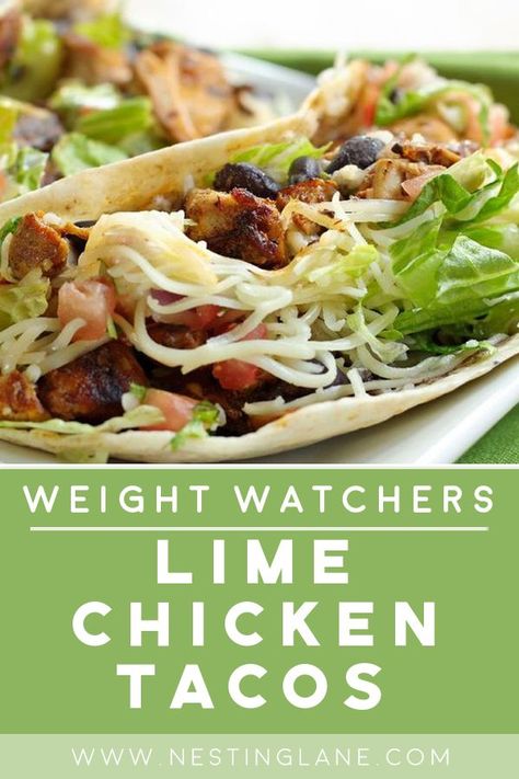 Recipe With Cilantro, Weight Watchers Meals Dinner, Chicken Tacos Recipe, Lime Chicken Tacos, Cilantro Recipes, Weight Watchers Meal Plans, Weight Watchers Recipes Desserts, Chicken Taco Recipes, Weight Watchers Chicken