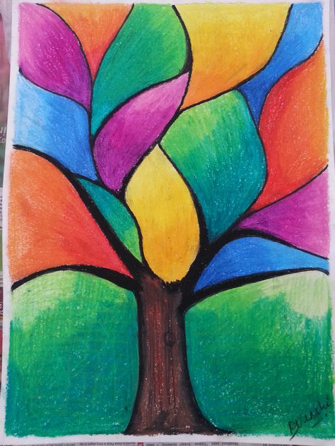 Journey of Tree Easy Abstract Art, Chalk Pastel Art, Representational Art, Oil Pastel Paintings, Oil Pastel Art, Oil Pastel Drawings, Cat Air, Chalk Pastels, Oil Pastels