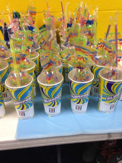 7-11 themed birthday party!! Great for a party favor. My niece turned 7 & my nephew turned 11. Great way to celebrate. 711 Theme Birthday Party, 7/11 Themed Birthday Party, 7 Eleven Birthday Theme, 711 Birthday Party, 7/11 Party Theme, 7/11 Birthday Party, 7 Eleven Birthday Party, 7/11 Birthday Theme, 7 11 Party