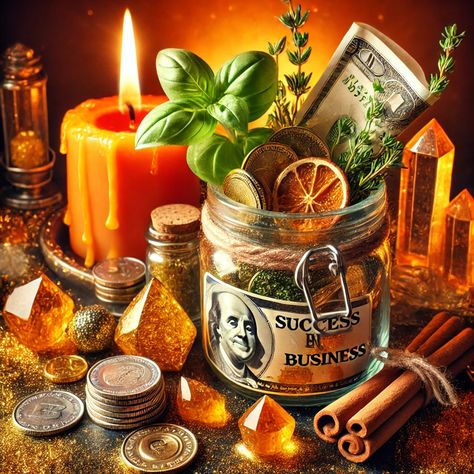 Success in Business Spell Jar Success Spell Jar, Business Spell, Marriage Age, Success In Business, Fool’s Gold, Spell Work, Small Glass Jars, Major Arcana Cards, Spell Jar