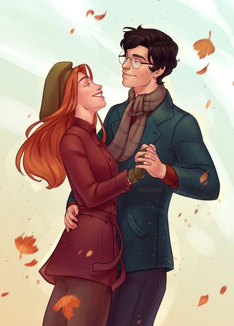 Lily and James Fanart Harry Potter, Hp Fanart, Art Harry Potter, Marauders Fan Art, Harry And Ginny, Harry Potter Illustrations, Lily Potter, Images Harry Potter, Harry Potter Artwork