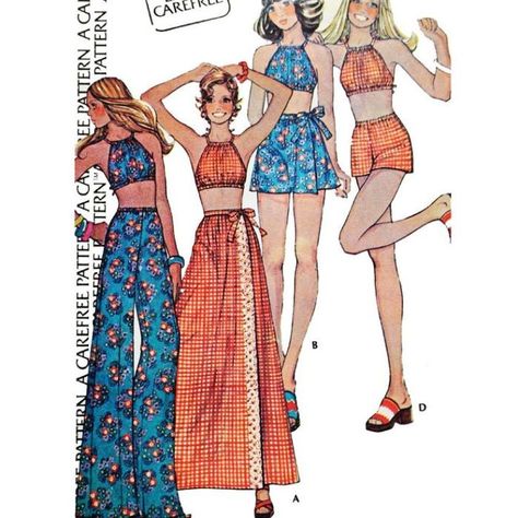 12 Reminders of Growing up in Kentucky during the 1980s 70s Halter Top, 70s Halter, Moda Hippie, Patron Vintage, 70s Inspired Fashion, Vintage Dress Patterns, Retro Mode, Womens Sewing Patterns, Mccalls Patterns