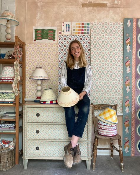 Tess Newall 🔆 | 📚✏️ Back to school / studio! ✂️ And a shout out to say i am giving a Lampshade Workshop at the glorious Charleston Farmhouse… | Instagram Tess Newall, Firmdale Hotels, Painting Lamp Shades, Charleston Homes, Clay Tiles, Bathroom Vanity Units, Creative Workshop, Arts And Crafts Movement, Interior Inspo