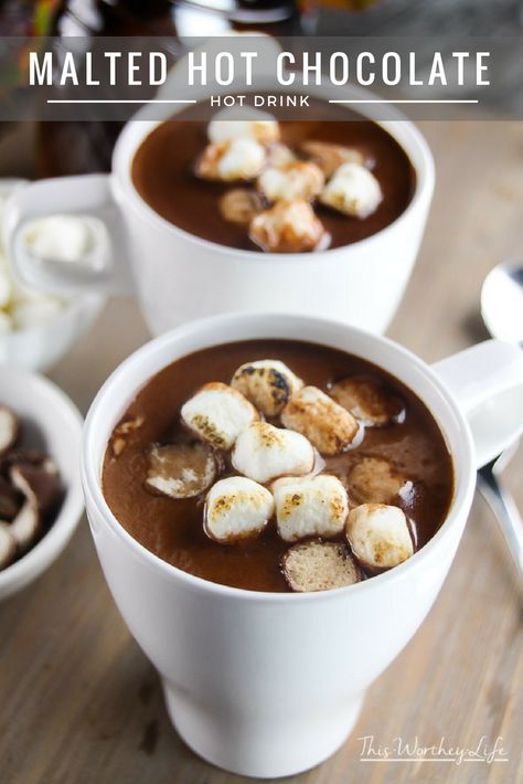 Malted Hot Chocolate Recipe, Quick Hot Chocolate, Malt Recipe, Hot Winter Drinks, Hot Chocolate Recipe, Chocolate Recipe, Winter Drinks, Hot Chocolate Recipes, Easy Dishes