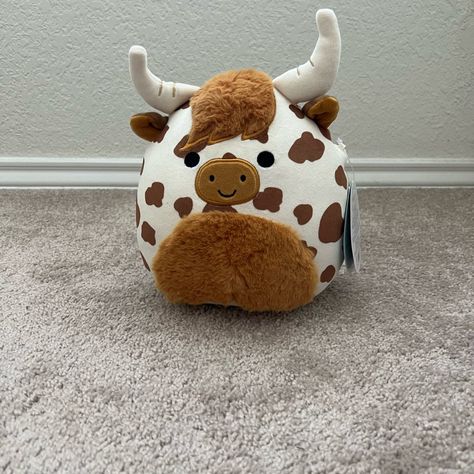 New 8” Alonzo The Highland Cow Squishmallows New With Tags 8” Smoke Free Pet Free Home No Stains Never Been Snuggled I Do Bundle And Offers Are Welcome Rare Squishmallows Cow, Cute Cow Things, Cow Print Gifts, Cow Gift Ideas, Cow Stuffed Animal, Cow Stuff, Highland Cow Decor, Western Gift Ideas, Peppermint Latte