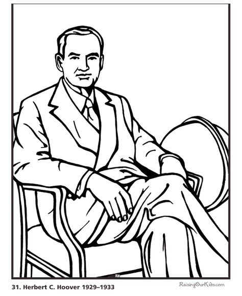 Free printable President Herbert Hoover biography and coloring picture Presidents Of The United States, Presidents In Order, Cc Cycle 3, Herbert Hoover, Andrew Jackson, Fun And Games, Cycle 3, Presidents Day, Coloring Pictures