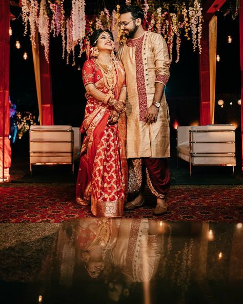 Bengali Wedding Dress For Men, Bengali Wedding Groom Dress, Bengali Dhuti Panjabi, Bengali Groom Outfit, Bengali Groom Outfit Wedding, Bengali Groom Outfit Dhoti Panjabi, Bengali Couple Reception Look, Bengali Punjabi For Men, Maharashtrian Groom Outfit Dhoti