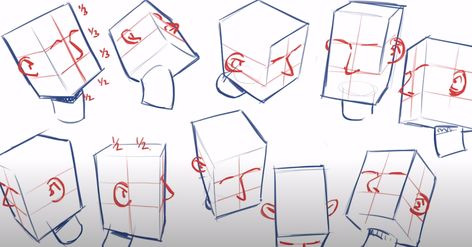 Practice Drawing Shapes, Anime Face Drawing, Sketch Box, Manga Tutorial, Isometric Drawing, Perspective Drawing Lessons, Drawing Tutorial Face, Unicorn Card, Drawing Tutorials For Beginners