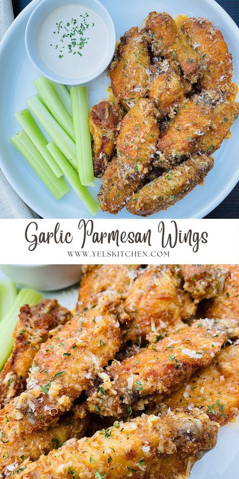 Panko Chicken Wings, Fried Chicken Wings Recipe Crispy, Chicken Wing Sauce Ideas, Oven Fried Wings, Wings Recipe Crispy, Parmesan Garlic Wings, Fried Wings Recipe, Pan Fried Chicken Wings, Garlic Parm Wings