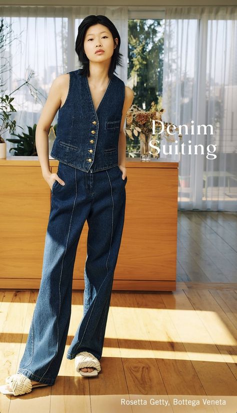 Wide Leg Denim Jumpsuit, Pretty Cardigans, Brown Denim, Casual Day Outfits, Denim Diy, Denim Collection, Cute Comfy Outfits, Denim Jumpsuit, Wide Leg Denim