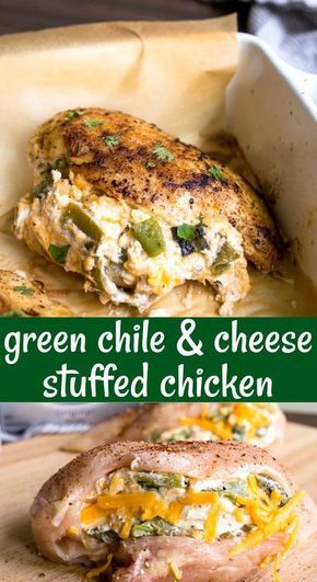 Baked Stuffed Chicken Breast, Hatch Chili Recipes, Baked Stuffed Chicken, Stuffed Chicken Breast Cream Cheese, Green Chile Recipes, Green Chili Recipes, Cheese Stuffed Chicken Breast, Stuffed Chicken Breast, Cheese Stuffed Chicken