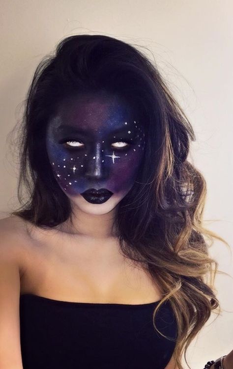 Night Goddess Costume, Nyx Goddess Makeup, Nyx Costume, Moon Goddess Makeup, Moon Goddess Costume, Nyx Goddess, Autumn Core, Goddess Makeup, Monster Makeup