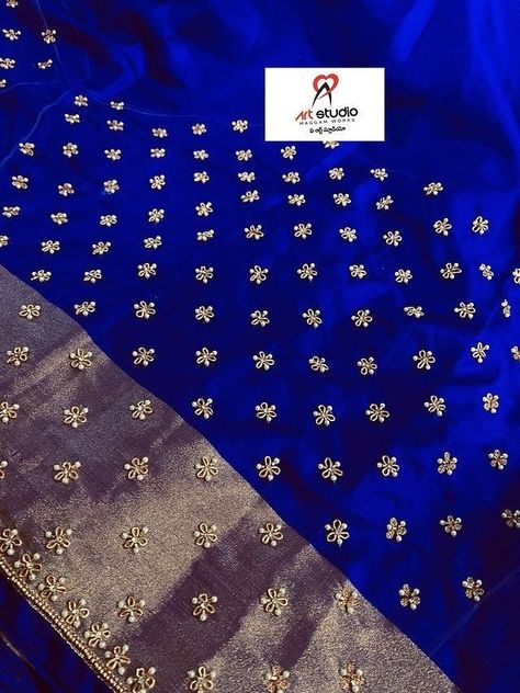 Blouse Ariwork Designs, Blue Blouse Work Designs, Blue Maggam Blouse, Latest Pattern Blouse Designs, Simple Embroidery Designs For Blouse, Butti Work Embroidery, Simple Maggam Work Designs, Zardosi Blouse, Magam Work Designs