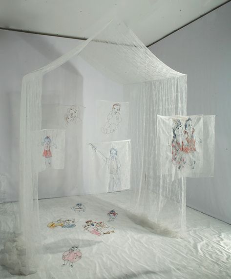 Studio Renovation, House Embroidery, Contemporary Art Installation, Fabric Installation, Contemporary Textiles, Exhibition Display, Arte Inspo, A Level Art, Art Installation