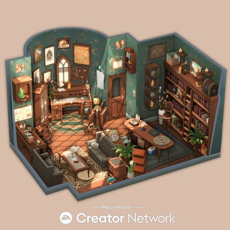 Crystal Creations Room || NO CC | Patreon Sims 4 Crystal Creations, Sims 4 Cottage Bedroom, Ts4 Build Ideas, Sims 4 Houses Interior, Sims 4 Decor Ideas, Sims 4 Bedrooms, Bookshelf Wallpaper, Sims 4 Interior, Sims 4 Cottage