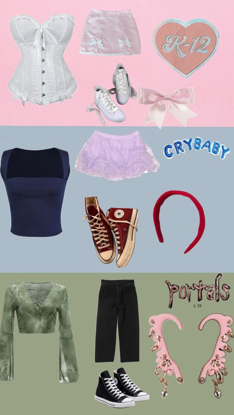 #melanie Martinez#k-12#crybaby#portals#trilogy tour#outfit inspo Melanie Martinez K 12 Outfit, Melanie Martinez Aesthetic Outfits, Outfit Inspo Shuffles, Melanie Martinez Outfit Ideas, Melanie Martinez Inspired Outfits, Old School Outfits, Cute Concert Outfits, Melanie Martinez Outfits, Melanie Martinez Concert