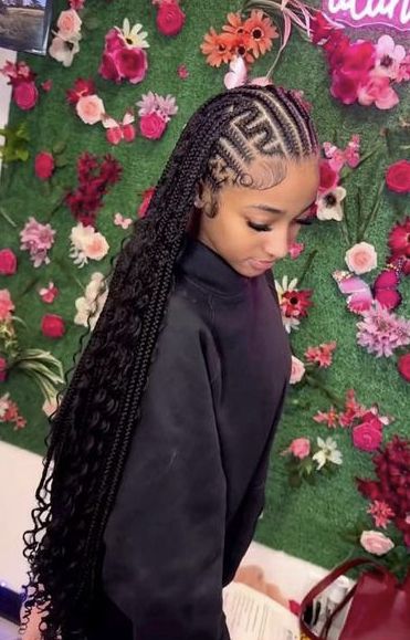 Tribals With Knotless Braids Cornrows, Tribals With Knotless Braids, Hairstyles Wigs, Braids Knotless, Boho Knotless, Sleek Ponytail Hairstyles, Feed In Braids Hairstyles, Goddess Braids Hairstyles, Braided Cornrow Hairstyles