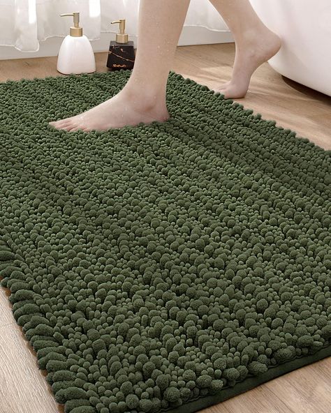 PRICES MAY VARY. Super Absorbent-DEXI olive green bath mats are the absorbent, non-skid pads that you can throw it down in front of your shower or tub. The olive green bath rugs for bathroom will prevent slips and post-shower puddles. Fashionable Design-Bathroom mats are tufted up and lend to the look of a luxurious and guest-friendly bathroom.There are colors available.Ensure that the olive green bathroom mat you choose compliments both the tone and feel of your room. Comfort and Non Slip-The s Army Green Bathroom Ideas, Dark Green Bathroom Decor, Green Bathroom Mat, Toilet Shower Room, Olive Green Bathrooms, Green Bathroom Rugs, Dark Green Bathrooms, Green Bath Mat, Green Bathroom Decor