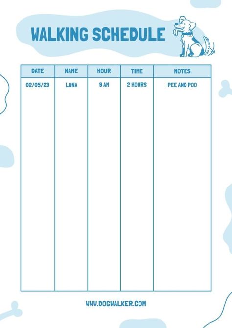 Hand-drawn Cute Luna Dog Walking Schedule Dog Walking Schedule, Walk Schedule, Walking Schedule, Dog Walking Business, Schedule Templates, Gym Routine, Brand Kit, Schedule Template, Used Tools