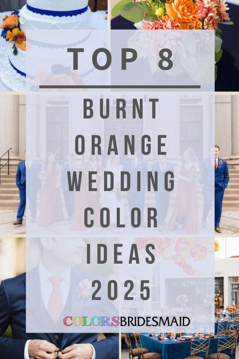 Orange In Wedding, Terracotta And Burnt Orange Wedding, Burnt Orange Wedding Theme Color Combos, Navy And Burnt Orange Wedding, Burnt Orange And Navy Blue Wedding, Navy Blue And Burnt Orange Wedding, Champagne Groomsmen, Burnt Orange Wedding Colors, Teal Groomsmen