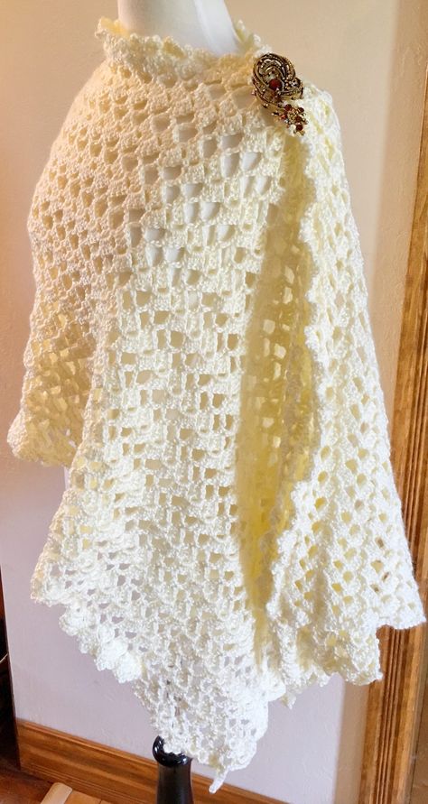 Beautiful Occasions Evening Shawl - Pattern Princess Crochet Shaw, Prayer Shawl Patterns, Crochet Wraps, Crochet Prayer Shawls, Crocheted Shawl, Crochet Scarfs, شال كروشيه, Evening Shawls, Crochet Shawl Pattern Free