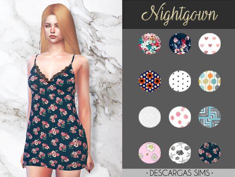 The Sims Resource - Nightgown Sims 4 Nightgown, Masculine Clothing, Alpha Cc, Cc Folder, David Sims, Sims 4 Cc Folder, Boho Dresses Long, Best Sims, Georgette Dress