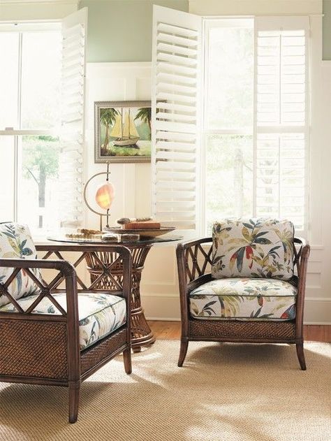 Tommy Bahama Rattan Cane Furniture Set Tropical Living Room, Dining Table Base, Bali Hai, Tommy Bahama Home, Tropical Living, Cane Furniture, British Colonial Style, Dining Table Bases, Bamboo Furniture