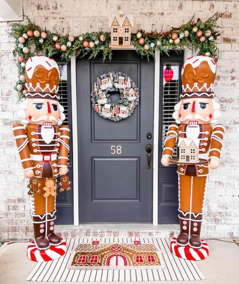 Walmart Nutcrackers Painted, Walmart Nutcracker Painted, Gingerbread Nutcracker Diy, Walmart Nutcracker Painting Ideas, Diy Painted Nutcracker, Painted Nutcracker Diy, Walmart Nutcracker, Nutcracker Makeover, Christmas Board Decoration