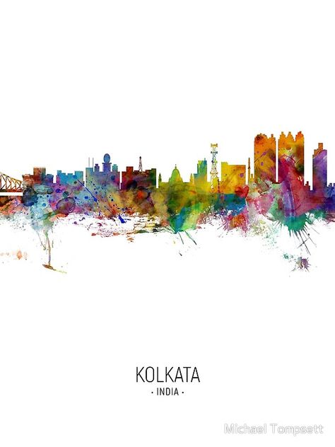 Kolkata Skyline, Kolkata Art, Skyline Drawing, Poster Portrait, Cityscape Art, Cityscape Painting, Landscape Poster, Vintage Poster Art, Wall Posters