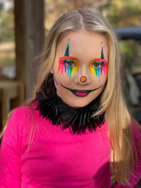 Easy Clown Makeup For Kids, Clown Makeup For Kids, Neon Clown Makeup, Neon Clown, Easy Clown Makeup, Makeup For Kids, Clown Makeup, Halloween Makeup, Face Paint