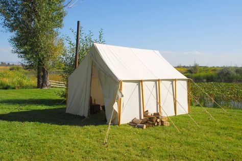 If you’ve ever watched an old western or a Civil War movie, chances are you’ve seen a wall tent. Today they’re often used for hunting camps because they can be left up for a long period of time and offer better protection from the elements than a regular tent — plus, you can add a wood stove or a propane or electric heater to keep it warm year round.But wall tents are more versatile than just as a home base for hunting or camping. Wall Tent Living, Backyard Art Studio, Kitchen Tent, Hot Tent, Spacious Office, Slider Window, Building An Addition, Tent Living, Wall Tent