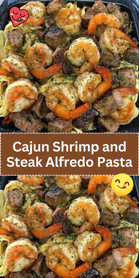 Shrimp Asparagus Pasta Recipes, Shrimp And Steak Alfredo Pasta, Spicy Alfredo Sauce, Steak Alfredo Pasta, Spicy Alfredo, Steak Alfredo, Seasoned Steak, Alfredo Sauce Recipe Homemade, Steak Pasta