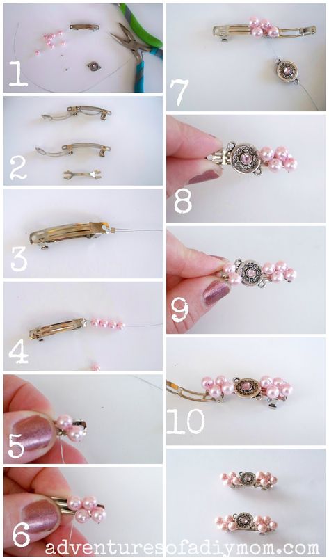 How to Make Beaded Hair Clips Hair Pins Diy, Bead Hair, Beaded Hair Pins, Beaded Hair Clips, Bead Hair Accessories, Hair Clips Diy, Beaded Hair, Homemade Jewelry, Diy Hair Bows