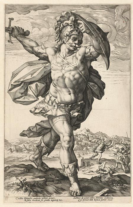 Horatius Cocles, a 1586 engraving by Hendrick Goltzius. Man Of Sorrows, Albrecht Dürer, Albrecht Durer, Wow Art, Art Google, A Drawing, Vintage Wall Art, Metropolitan Museum Of Art, Framed Canvas Art