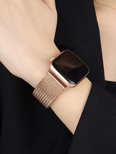 Free Returns ✓ Free Shipping On Orders $49+ ✓. 1pc Stainless Steel Watchband Compatible With Apple Watch- Smartwatch Band at SHEIN. White Watches Women, Mobile Watch, Pretty Watches, Smart Watch Apple, Girly Phone Cases, Smartwatch Women, Watches Women, White Watch, Gold Collar