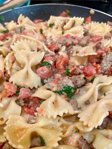 Creamy Bow Tie Pasta With Italian Sausage – RefreshHer Italian Sausage Bowtie Pasta Recipes, Italian Sausage Bow Tie Pasta, Bowtie Pasta Recipes Sausage, Italian Sausage Bowtie Pasta, Italian Bow Tie Pasta, Sausage Bowtie Pasta, Italian Sausage Pasta Recipes, Recipes Using Italian Sausage, Creamy Bow Tie Pasta